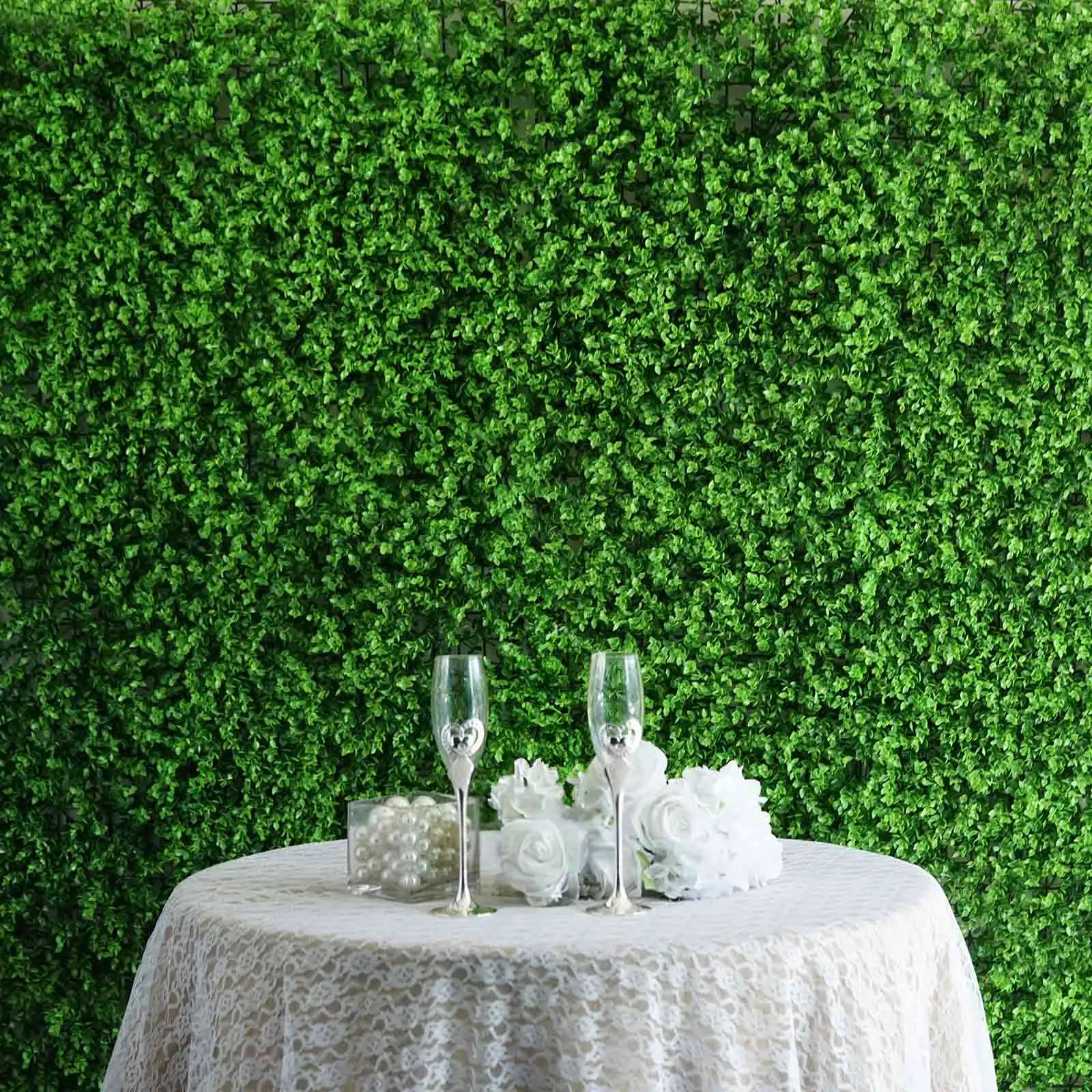 Artificial Green Boxwood Hedge Panels (4-Pack, 11 Sq Ft, 2.5" Each Panel) - Trimming & Watering Free, Easy to Cut & Install Greenery Mat, Home Improvement Hedges for Any Surface, House Decoration Accents