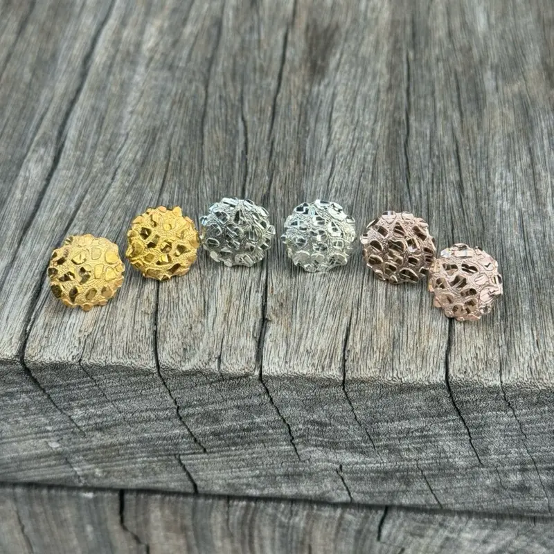 925 Silver Nugget Earrings - Rose Gold Nugget Earrings - Yellow Gold Nugget Earrings - Unisex Earrings - Women Earrings - Men Earrings - Gift For Him - Gift For Her