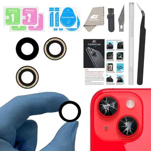 GVKVGIH Rear Camera Lens Covers Replacement for iPhone 14/15 & 14Plus/15Plus - Double-Sided Adhesive & Repair Tool Kit for Cracked Lenses