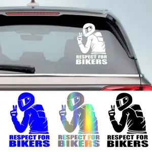Respect for Bikers - Motorcycle decal, creative laser body sticker, personalized reflective decorative sticker
