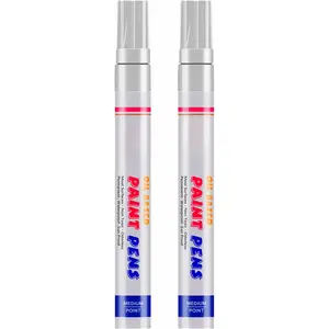 White  Markers, 2 Pack Oil-Based  Quick Dry Permanent  Pen Set for Rocks Painting, , Plastic, Canvas, Glass, Mugs, Metal, Tire, Stone, DIY Craft
