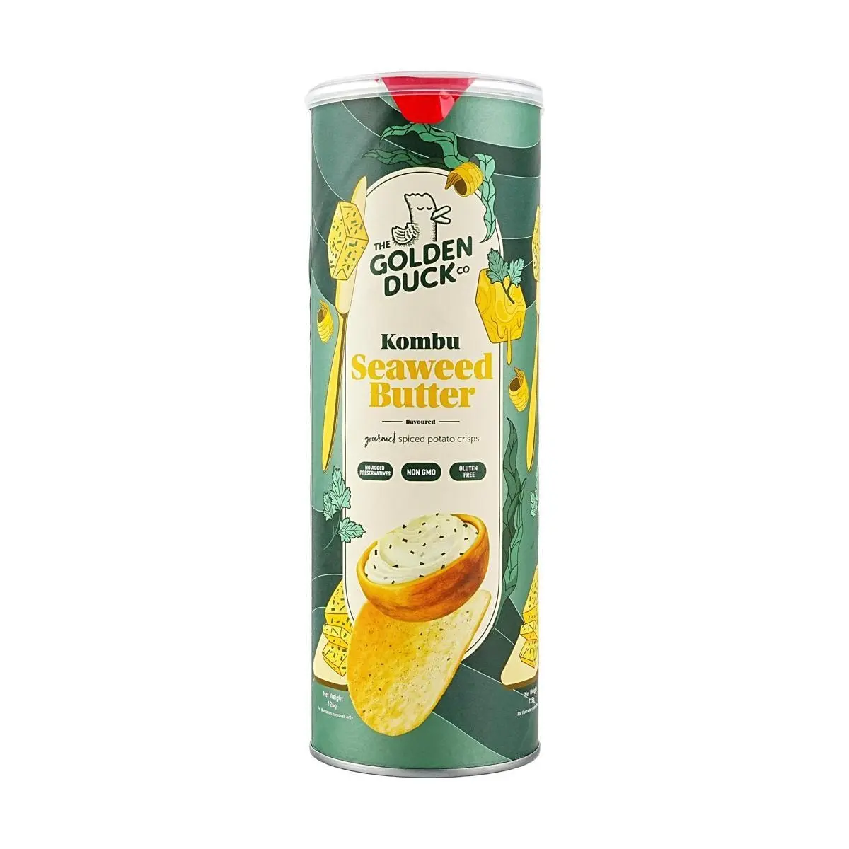 Golden Duck Seaweed Butter Potato Chips 125g - Malaysian Crisps, Gluten-Free, Non-GMO Snack