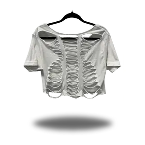 TheDriveClothing Road Rash V Cut White Crop Top – Y2K Streetwear Hand-Cut Crop Tee, Edgy Biker Fashion, TikTok Viral Festival Outfit, Grunge Urban Summer Style, Unisex Tee