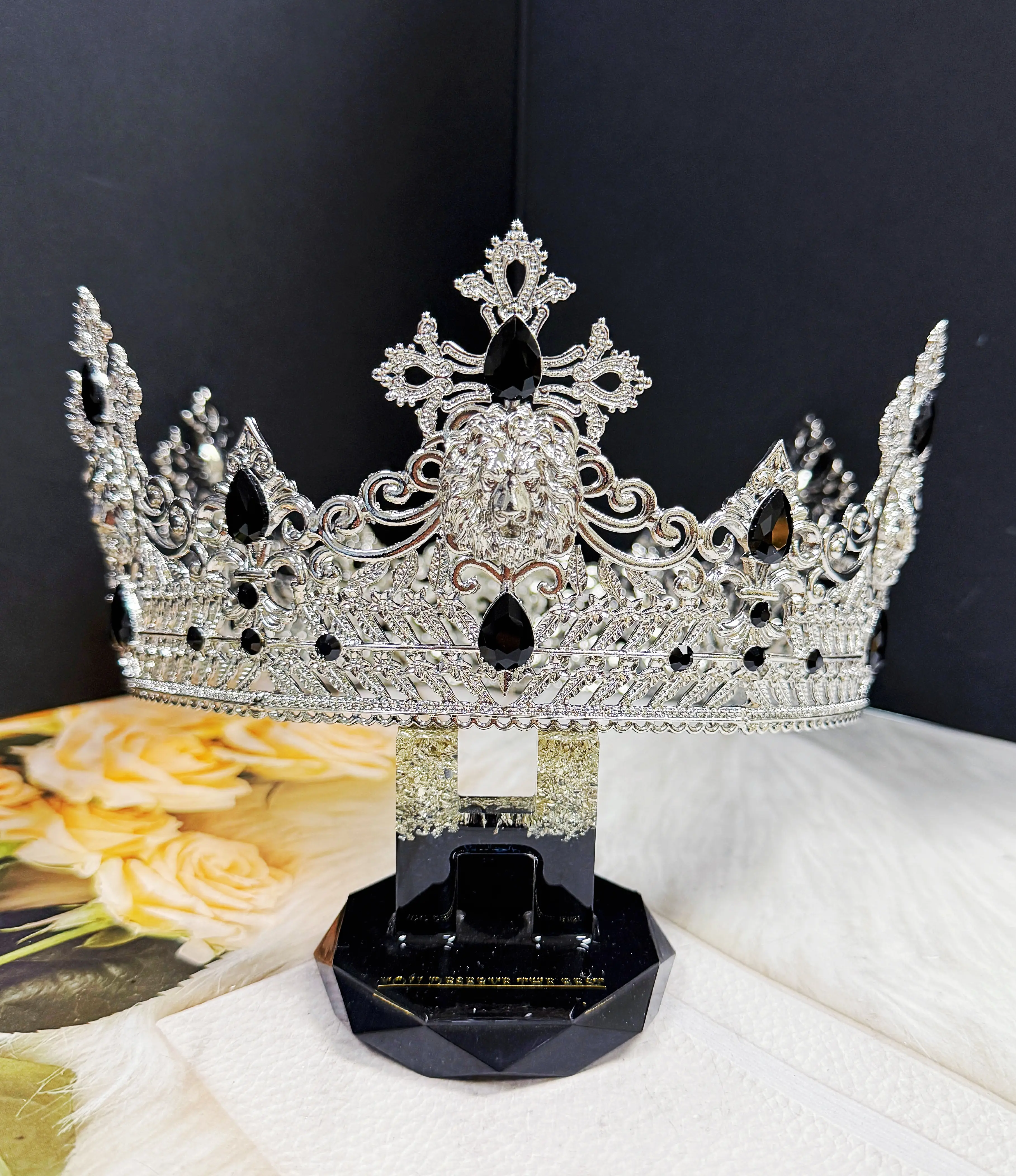 Men's Glamorous Vintage Crown, Silver Crystal Full Circle King Headpiece for Wedding, Party & Masquerade Ball, Male, Versatile Use, Crowns & Tiaras, Glamorous Headpieces & Crowns