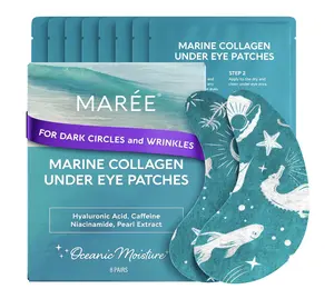 Hydrating Under Eye Patches MAREE for Puffy Eyes & Dark Circles Collagen & Caffeine Eye Mask with Niacinamide & Pearl Extract Korean Skincare Daily Moisturizer