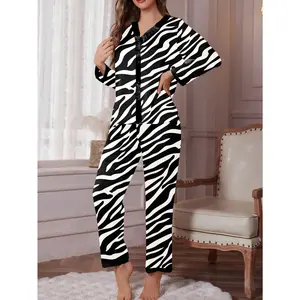 Leopard Print Zebra Print Pajamas Women's Long Sleeve Trousers Spring And Autumn Home Wear Set