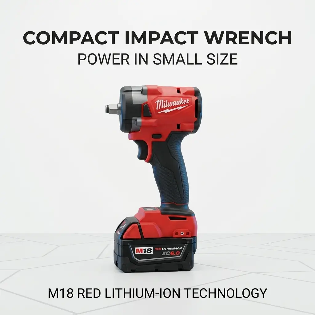 Milwaukee M18 3/8" Compact Cordless Impact Wrench Power Tools - Tool Only or Kit, 4-Speed, LED Light, Ergonomic Anti-Slip Grip, Short Body for Auto Repair & Tight Space Access, Ratchet Handle, Brake Caliper, Pipe Socket, Extension Multiplier, Batteries, L