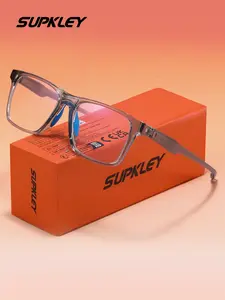 SUPKLEY Sports Style TR90 Material Rectangular Frame Anti Blue Light Glasses Unisex Lightweight Classic Gift Selection For Fathers And Friends Blue Light Protection