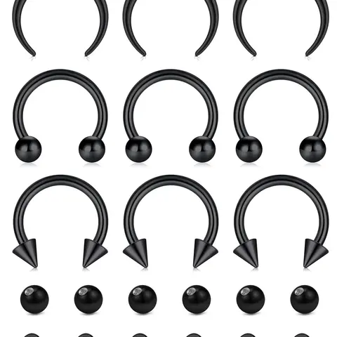 Punk Style Stainless Steel Nose Rings Hoops, Septum Ring, 1 Set Fashionable Nose Piercing Jewelry Body Piercings for Men & Women for Party & Daily Decor, Trendy All-match Body Jewelry for Daily Decor