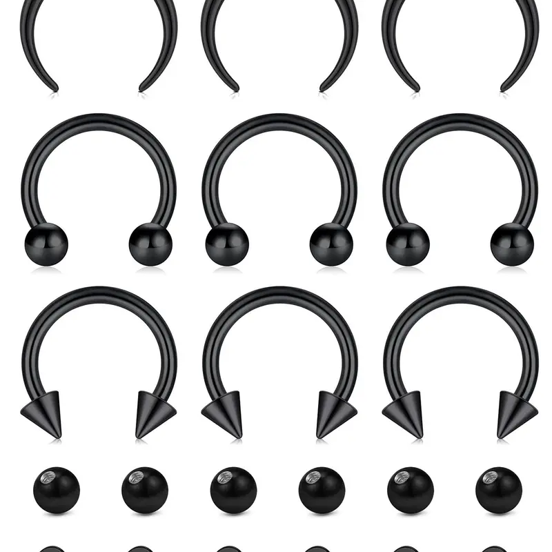 Punk Style Stainless Steel Nose Rings Hoops, Septum Ring, 1 Set Fashionable Nose Piercing Jewelry Body Piercings for Men & Women for Party & Daily Decor, Trendy All-match Body Jewelry for Daily Decor