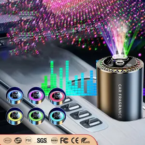 Smart Car Air Freshener, Car Air Freshener Diffuser with Three Color Starry Sky Projection, Auto On/Off Aroma Diffuser RGB Ambient Light, 3 Adjustable Mist Modes Rechargeable Aromatizante para Carro, 50ML Cologne