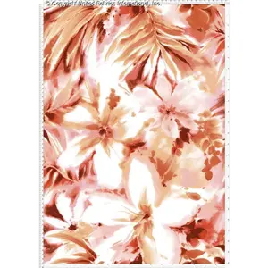 Chiffon Printed Tropical Blossom Woven Fabric by the Yard Hibiscus Print Sheer Fabric Large Floral Print Sewing Fabric Dress Fabric Polyester