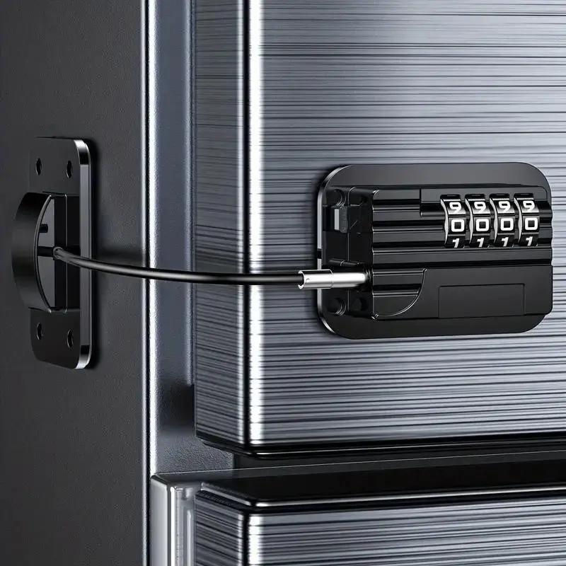 Drill-Free Padlock Security, Combination Number Lock, Secure Lock, Anti Theft Lock for Fridge, Freezer, Cabinet, Drawer, Plastic Material, No Batteries Required, Anti Theft Lockable