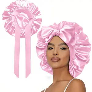 Women's Double Layer Satin Adjustable Bonnet with Tie Band, Haircare Sleeping Bonnet, Silk-Lined Skin-Friendly Hat for Natural Curly Hair, New Color Back-to-School Gift