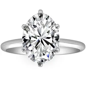 Certified 3CT Platinum Oval Diamond 6-Prong Solitaire Engagement Ring Lab Grown