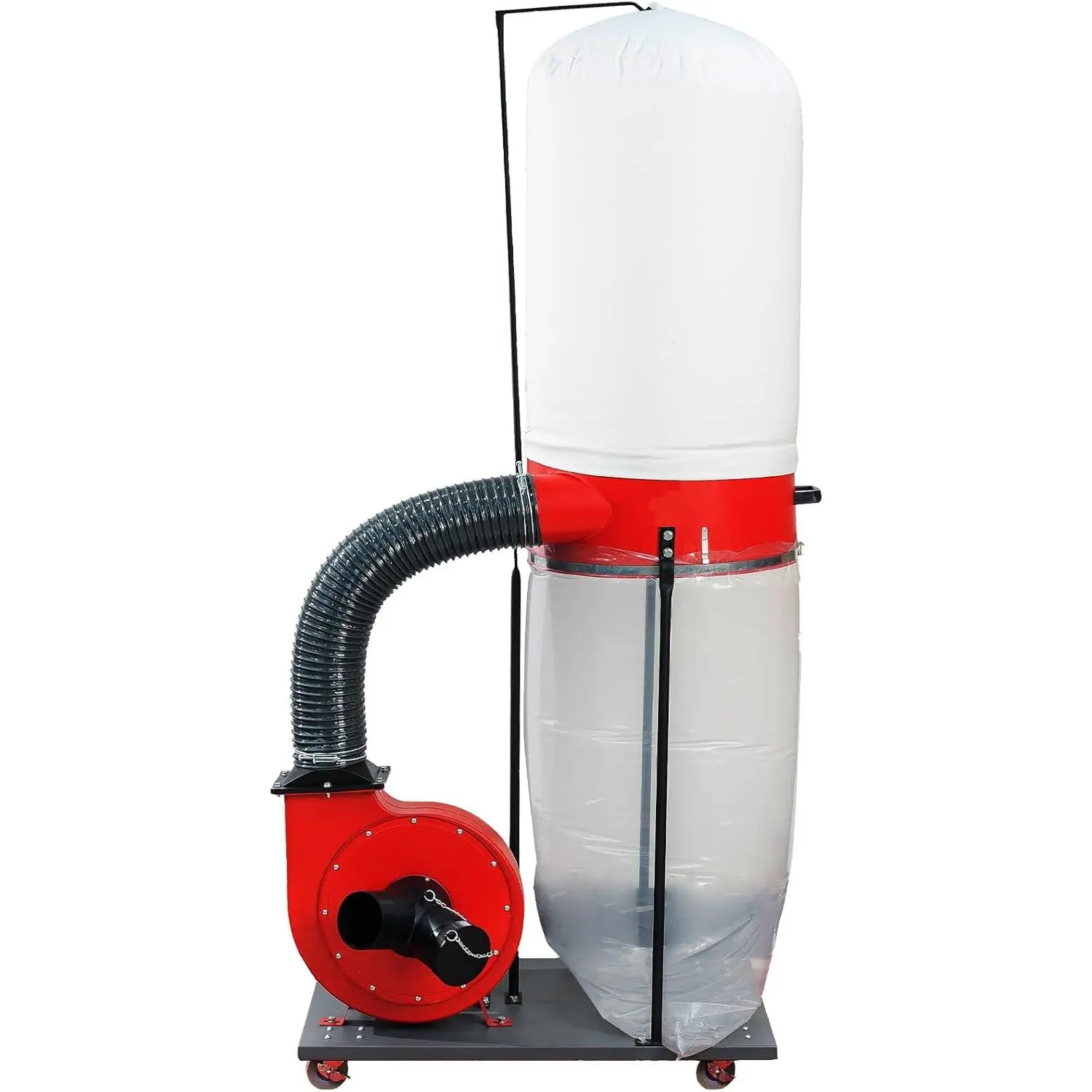 1500W (2HP) Heavy-Duty Vertical Dust Suction Machine, 15-Gallon Bag, Mobile Base, Wall Mount Option, Dual Port Setup for Woodshop Cleaning & Multiple Tools