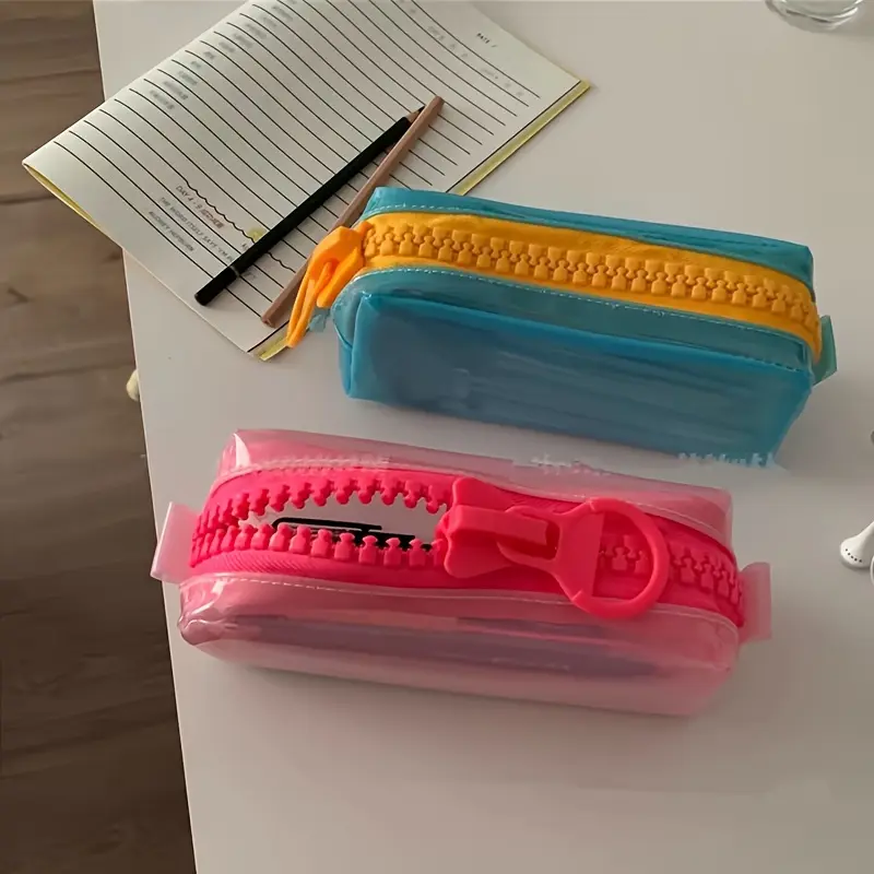Jelly Pencil Case for Back to School Shopping Supplies, Minimalist Solid Color Upright Stationery Organizer, Large Capacity Durable Zipper Pouch, School Supplies, Minimalist Ins, Zippered Pouch, Daily Stationery Storage, Ideal Back To School Gift