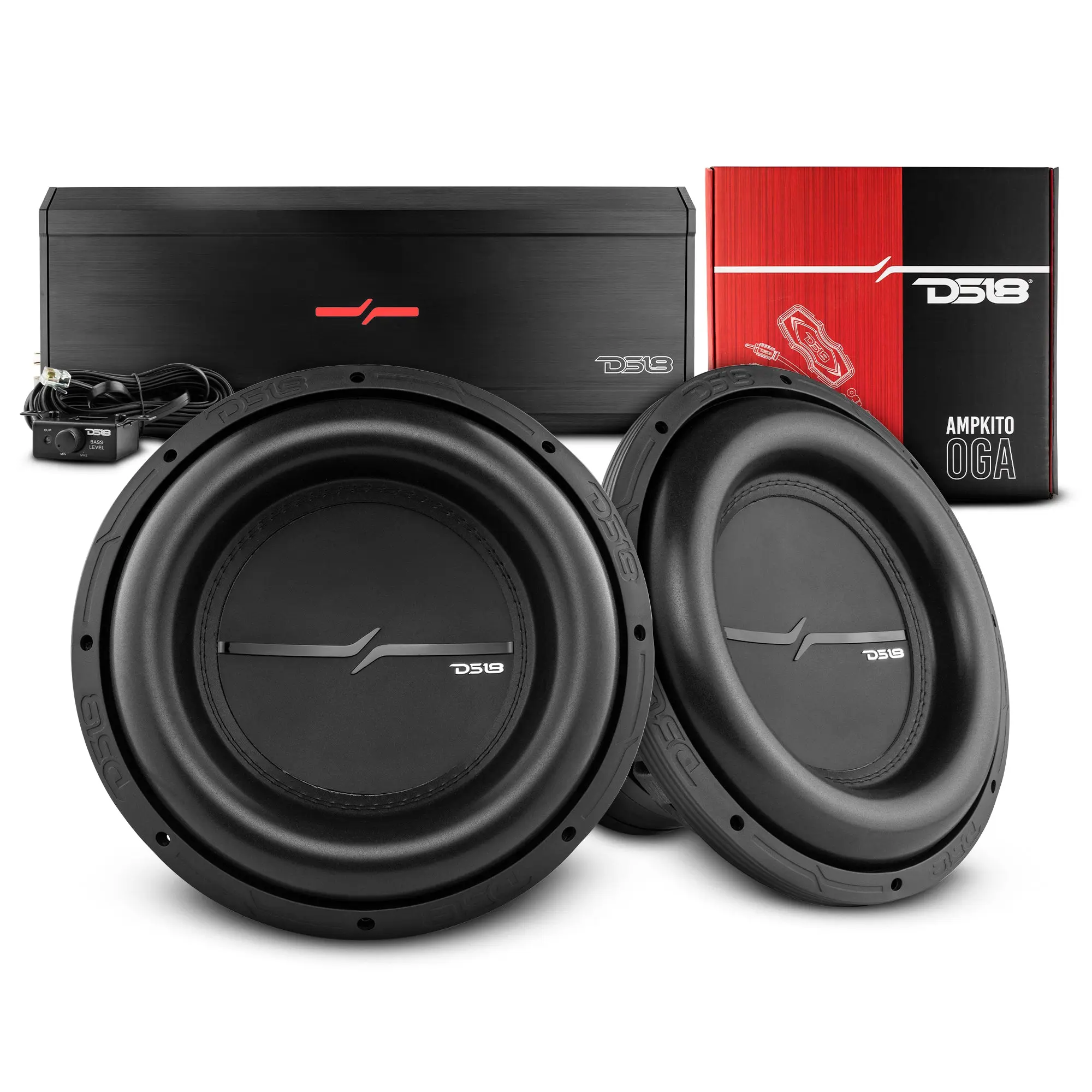 DS18 ZXI12.4D-PKG Car Audio Subwoofer Bass Package - 2 x 12" ZXI12.4D Subwoofers, 1-Channel ZR2000.1D Monoblock Amplifier, AMPKIT0
