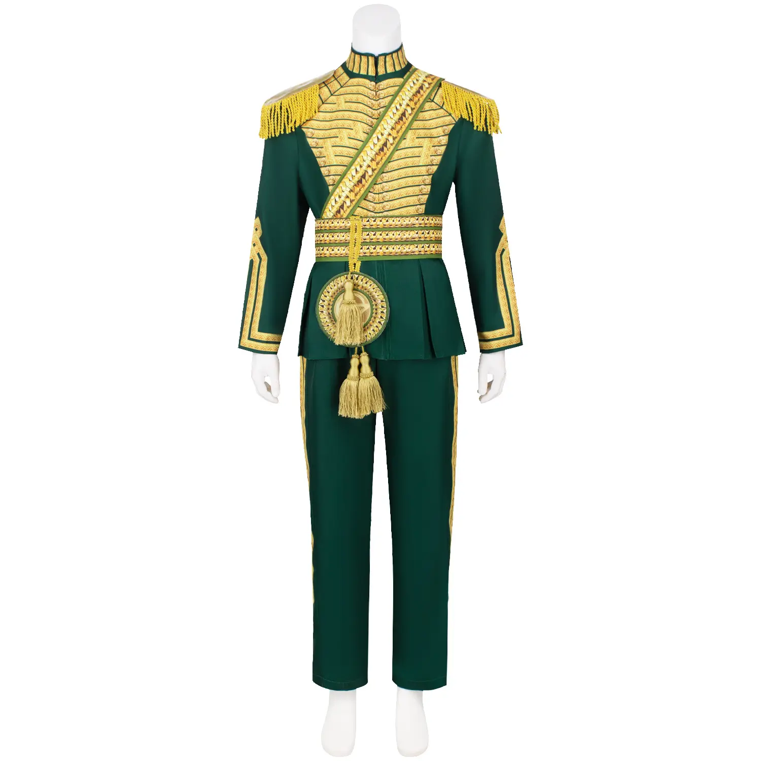 Men‘s Prince Fiyero Cosplay Costume Uniform with Shawl Belt Set for Halloween