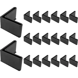 20 count 2 Inch / 50mm Rubber Caps Angle Iron End Caps, L Shaped Rubber Covers Furniture Angle Iron Foot Pads, Shelf  Pad Rubber Bed Frame Cover Rack Floor Protector for Shelves (Black)