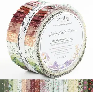Newbrothread&Craftido 100% Cotton Jelly Roll Fabric 40 Strips 2.5" x 44" Cottage Bloom for Quilting Crafting Sewing DIY Home Decor, TikTokShopDealsforYouDays, SummerWins