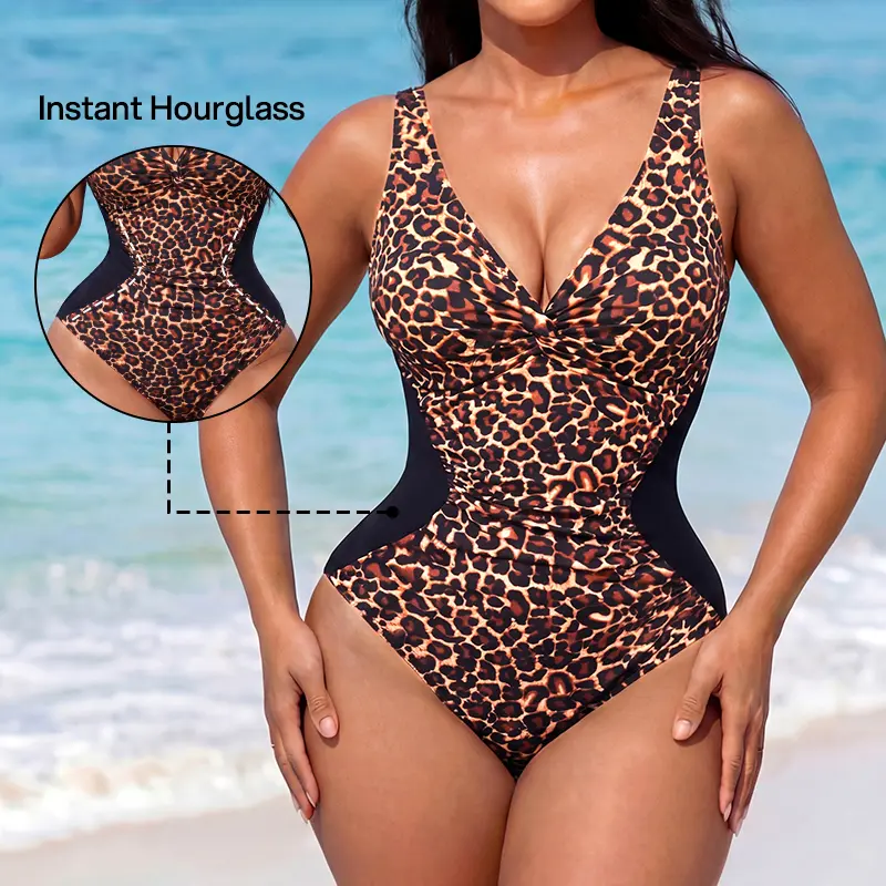 [Size Up for Best Fit] Lilylove Front Twist Ruched Tummy Control Hourglass Illusion Extra Snatching Ultra-Light Fabric Shaping Swimsuit #SummerVibes -  Plus Size Friendly Sculpting One Piece Summersale Summerclearance