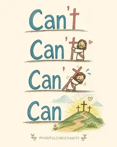 Christian Bible Verse Canvas Poster, I Can Do All Things Through Christ, Jesus Is My Everything & Can’t To Can Cartoon Jesus Wall Art, Religious Faith Quote Print for Home Church Bedroom Decor