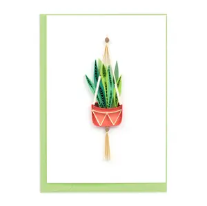 Quilled Snake Plant Macrame Hanger Gift Enclosure Mini Card