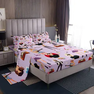 Feelyou Music Bedding Set - Girly Guitar Theme, Breathable Sheets, Purple Room Decor, Singer Gift for Women Music Lovers, Coworker/Sister/Friend Gift