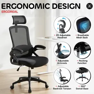 Ergonomic Office Chair 400 lbs, Breathable Mesh Desk Chair with Adjustable Headrest, Lumbar Support, Armrests & Rocking Function
