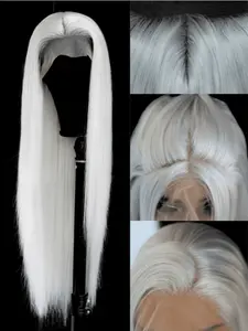 Women's Lace Front Wig Set, Straight Synthetic Fiber Hairpiece, Pre-Plucked Heat Resistant Fibers, 13x4 Size, Lace Frontal Wigs