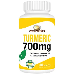 Turmeric 700mg -Powerful Herb with 700mg of Organic Turmeric in Vegetarian - Enhanced with Organic Black Pepper for Superior Absorption and Effectiveness by Rise-N-Shine