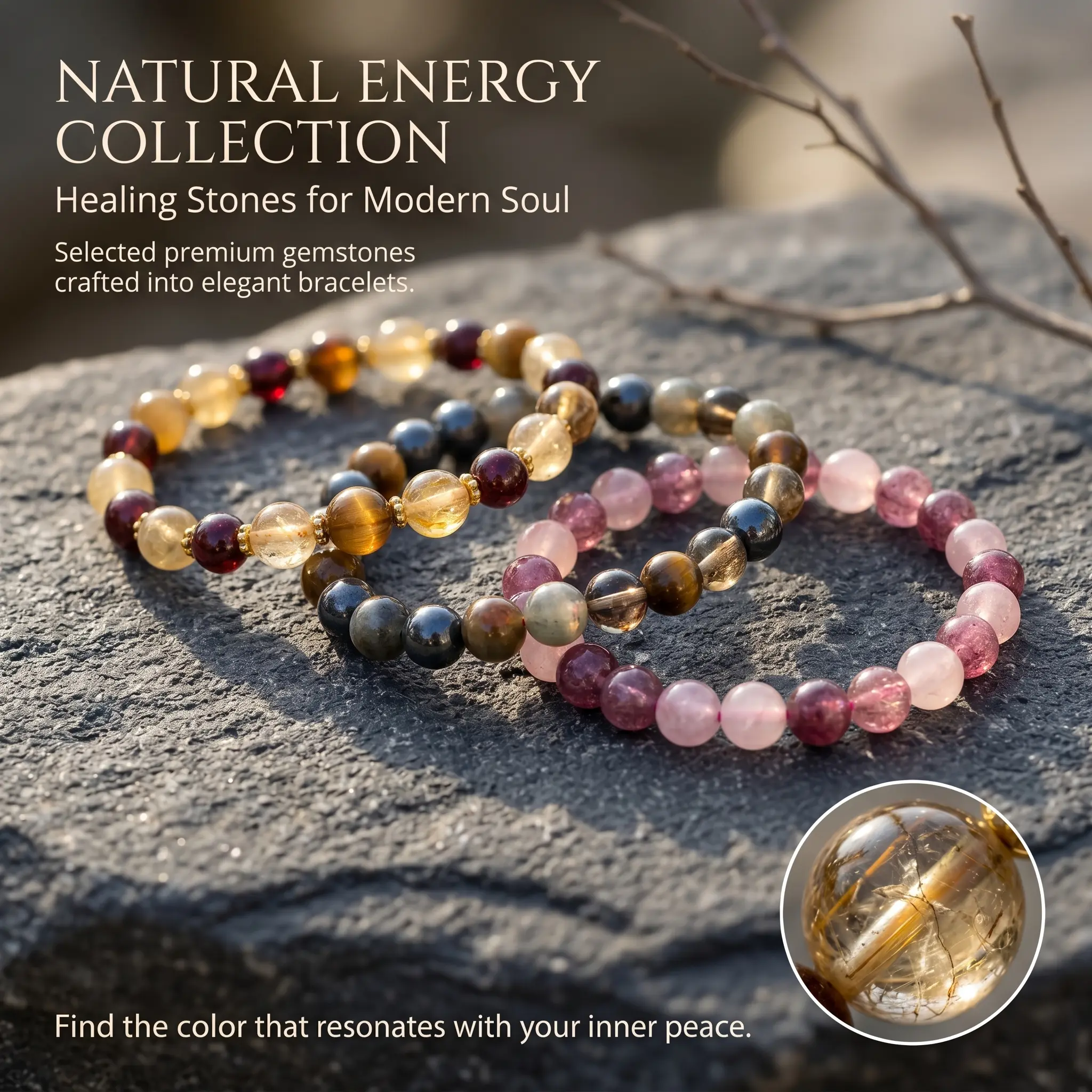 Crystal Bracelet Set - Buy 1 Get 1 Random Free, Tiger Eye, Smoky Quartz & White Stone Healing Bead Trio for Harmonious Energy, Fashion Costume Jewelry Accessory, Smokyquartz