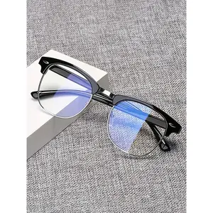 Half-Rim Anti-Blue Light Glasses - Unisex Metal Frame, All Season Fashion & Functional Protective Eyewear