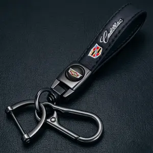 Luxury Cadillac Genuine Leather Keychain - Premium Car Accessory Gift