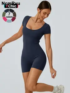 2024 Summer New Women's Slim Hip Lifting Sporty Jumpsuit Sexy Backless Short Sleeveless  Bodysuit Sportswear Jumpsuits