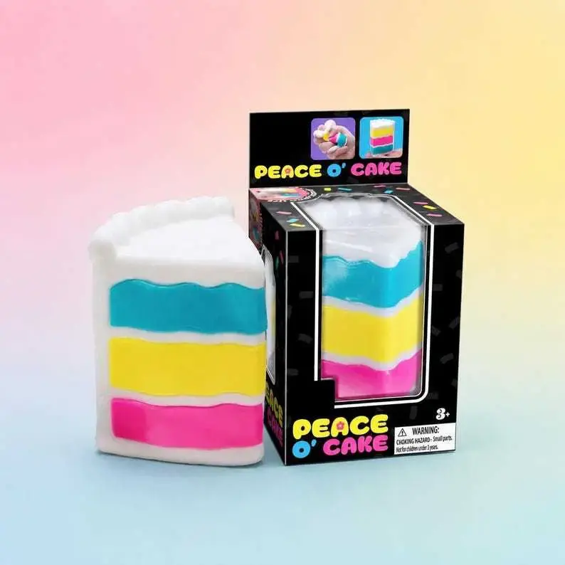Funny Peace O’ Cake Squishies - Colorful Cake Slice Fidget Toy, Stress Relief Novelty Toy for Kids