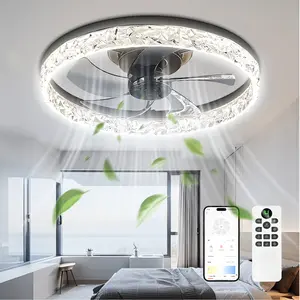 HYPERLITE Smart Ceiling Fan Light quiet six speed remote control dimmable LED ceiling fan with integrated lighting energy efficient flush mount fan light fixture ideal indoor ceiling fan lamp for bedrooms kitchens living rooms and home offices