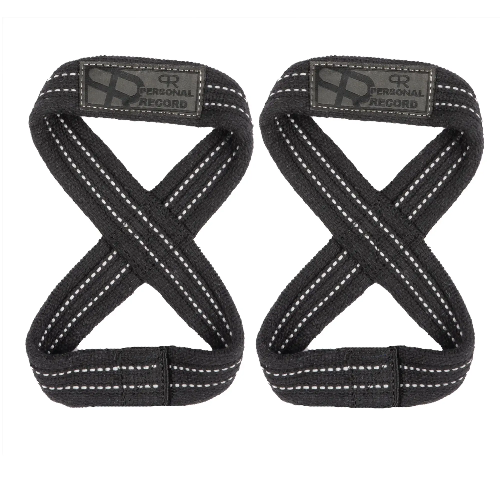 PERSONAL RECORD Workout Straps, Heavy-Duty Premium 8-Figure Lifting Straps - PR909 - Black/Grey