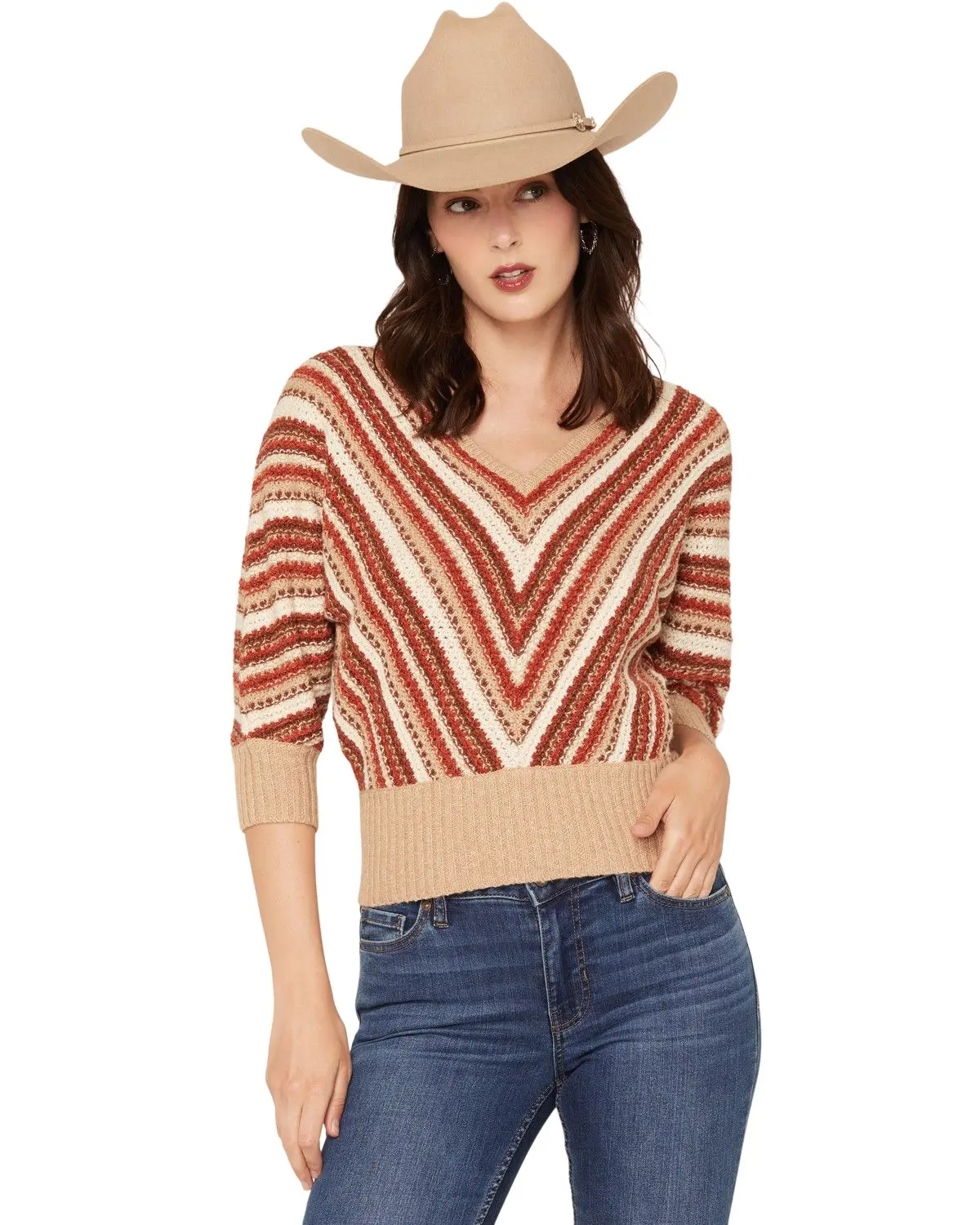 Shyanne Women's Women'S Vera Striped Dolman Sweater - Swfa26sw6-Khk