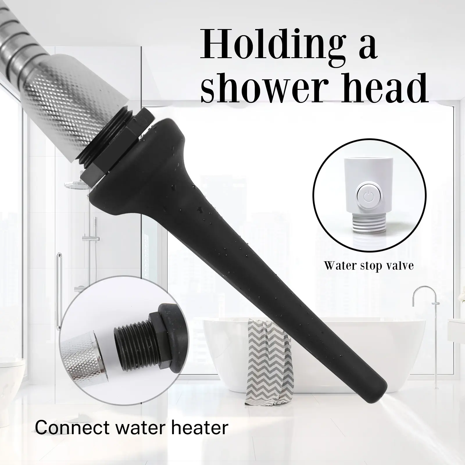 Shower Head with Water Stop Valve, Bathroom Accessories, Cleaning Tool, Small Handheld Sprayer, Daily Care, Travel-Friendly, Home Accessories, Shower Hose Attachment, Shower Fixtures, Bathroom Shower Equipment
