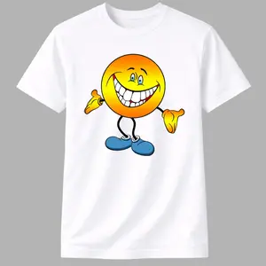 Men's Short-Sleeve T-Shirt - Foldable, Bold Smiley Face Digital Print Cheeky Grin Character Top, Casual Playful Meme Aesthetic Streetwear, Fun Mood Expression Gift by Ms. Lauren Charles Design