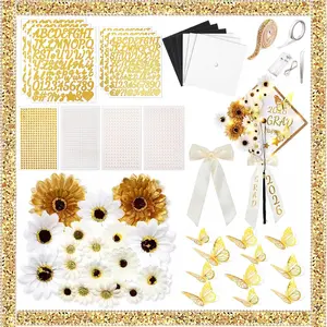 Wavwavw 59 Pcs DIY Graduation Cap Decorations Kit, White 2026 Grad Cap Decor with Lights Included Bow Faux Flowers 3D Butterfly Pearl Letters Stickers Construction Paper for DIY Grad Hat Topper