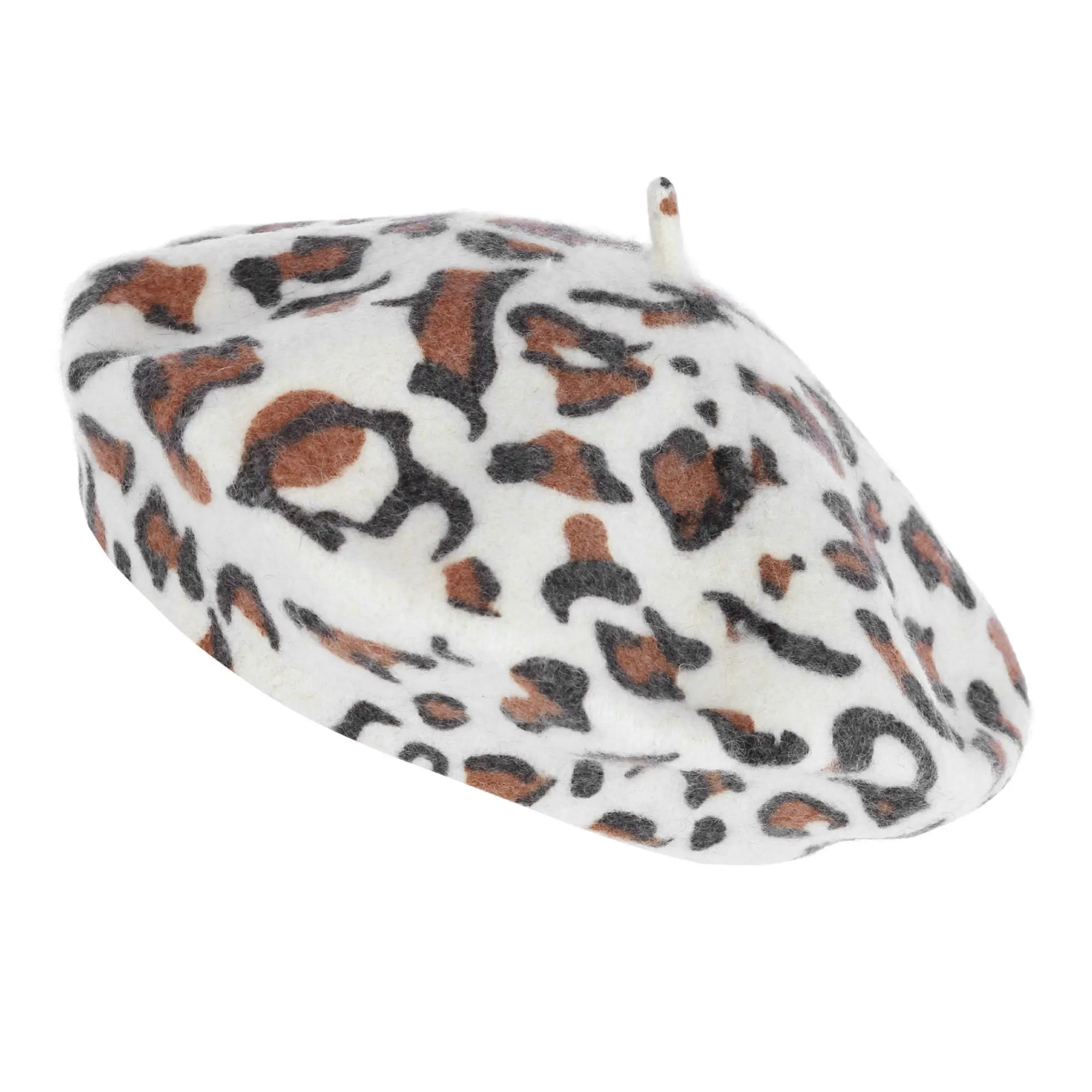 Angela & William Women's French Leopard Print Wool Beret Hat, Berets