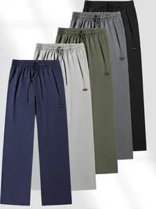 Men's 5-Pack Loose Fitting Baggy Sweatpants, Unisex Letter-Accented Straight Ankle Length Track Pants with Drawstring Elastic Waist, Lightweight Comfortable Everyday Wear for Spring/Autumn Athletic Joggers,summervibes