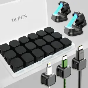 Cord Organizer Holder, Magnetic Cable Clips for Cable Management, Strong Adhesive Phone USB Charger Cord, Hide or Organize Desk Cables for Kitchen, Office, Car, Nightstand (Black)