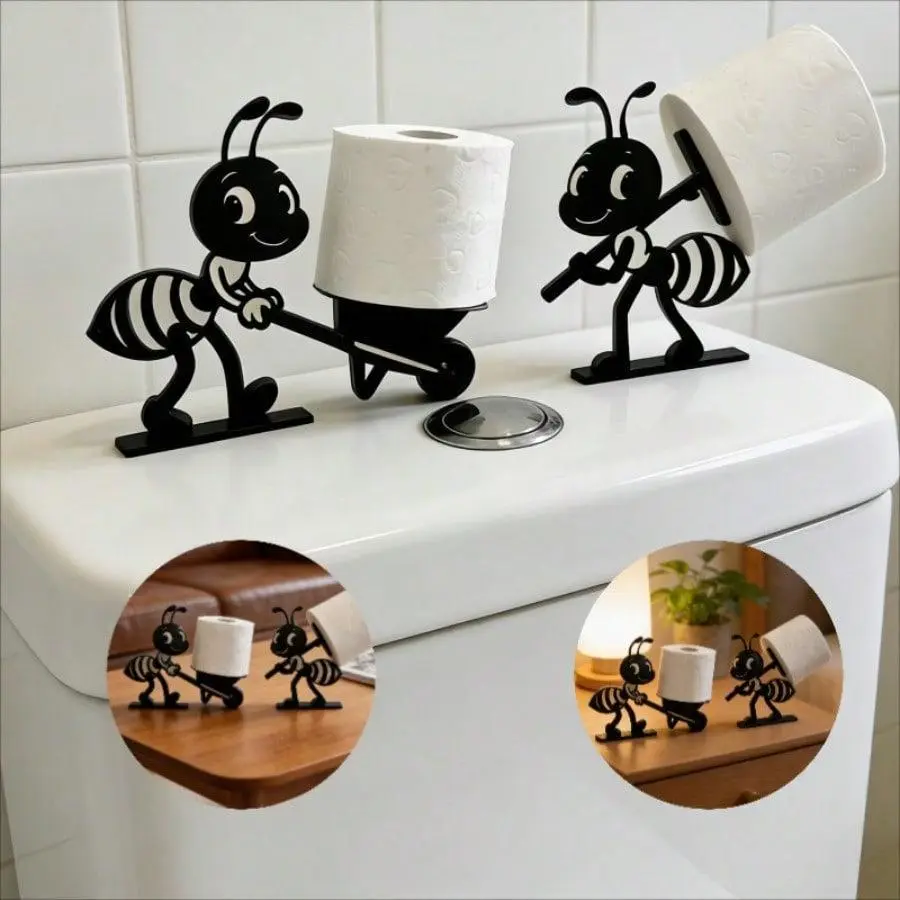 2pcs New Ant Antipaper Roll Holder, Bathroom, Living Room Creative Decor Item, Multi-Functional Toilet Paper Storage Artwork, Stably Standing And Not Likely To Fall Over, Practical And Useful Item