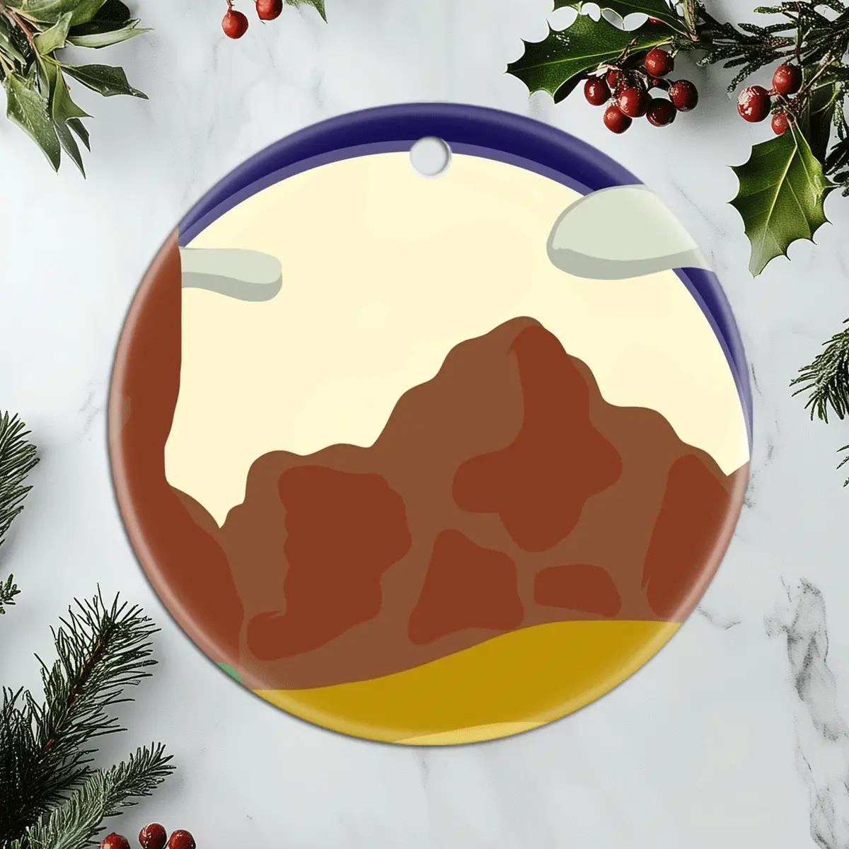 Christmas Ornaments Super Mario 64 Desert Theme Simple Desert Scene Holiday Tree Family X-Mas Birthday Circle Gift For Friends