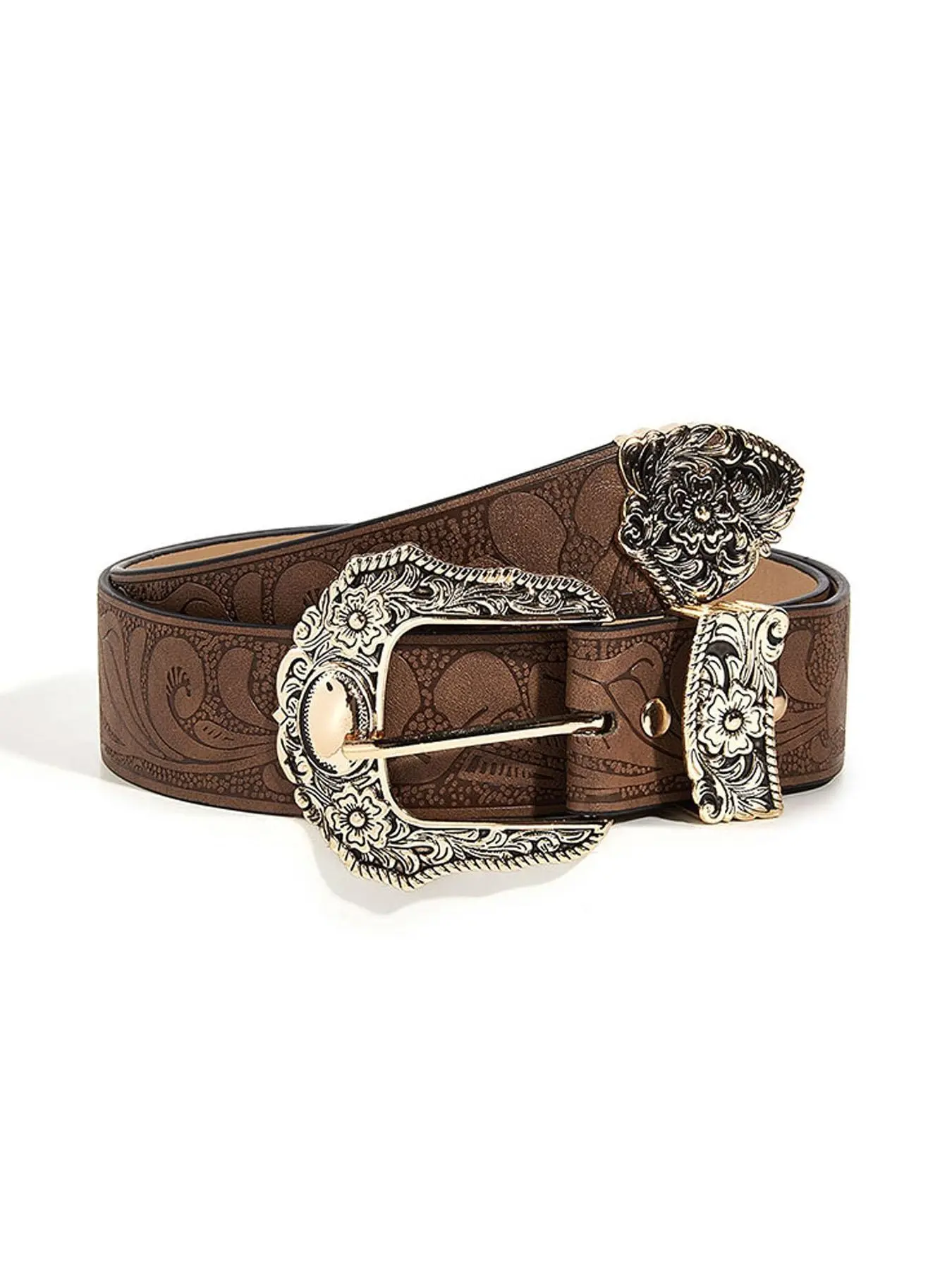 Vintage Western Cowboy Belts for Men & Women, Cowboy & Cowgirl Style Belt with Engraved Buckle for Jeans, Boho Style Belt, Fashion Vintage Belts