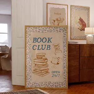 Book Club Print, Bookish Poster, Trendy Reading Poster, Book Lover Wall Art, Cute Book , Gift For Reading Lover, Readers